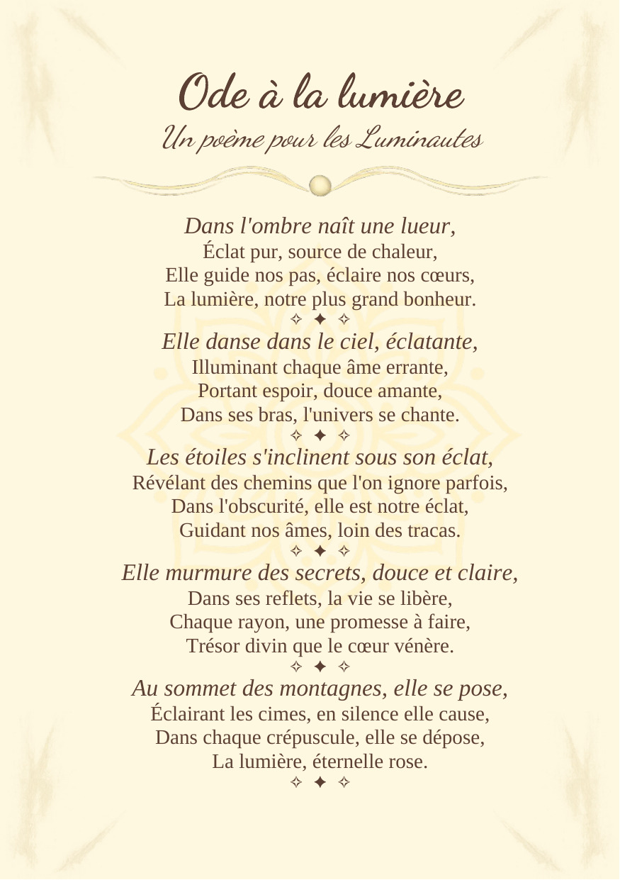 Ode à la lumière